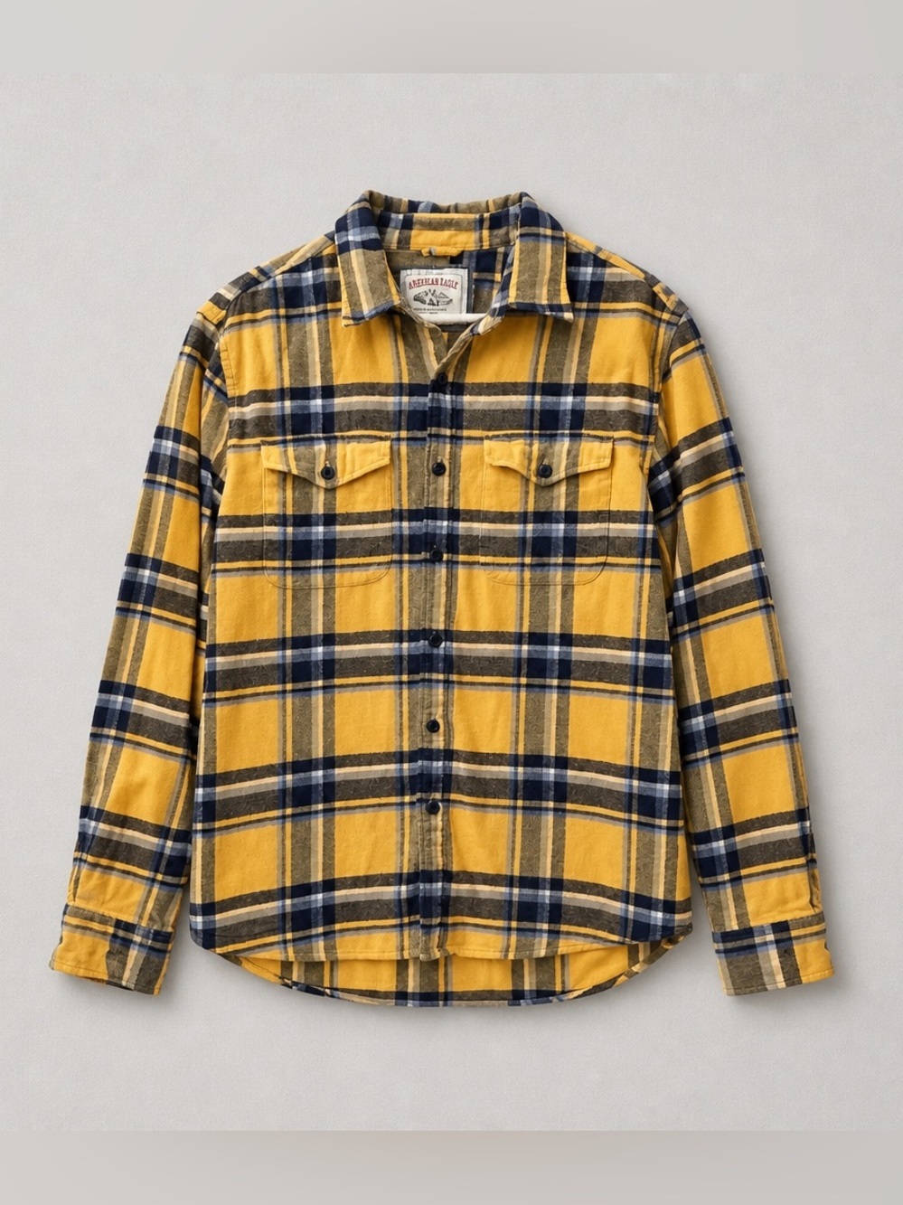 American Eagle Outfitters Yellow Plaid Button-Front Shirt Jacket